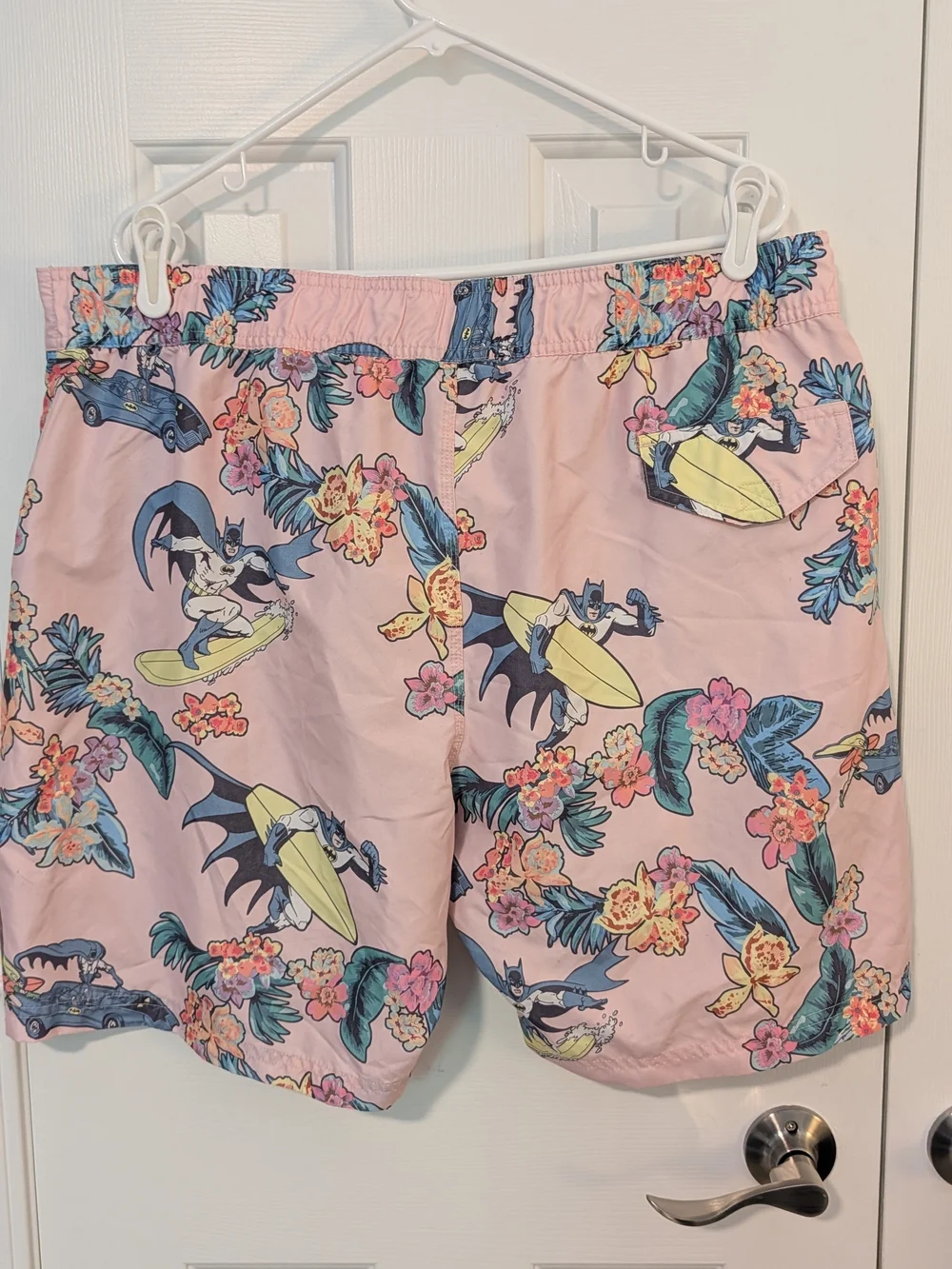 Men's Pink Floral Surf Print Swim Trunks